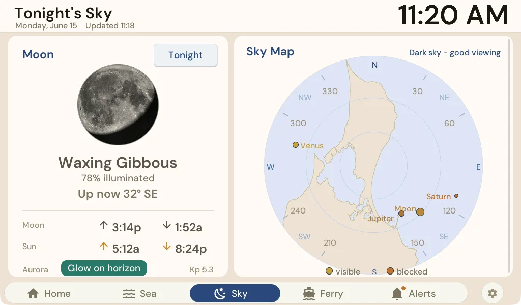 The Salt Light Instrument Sky screen